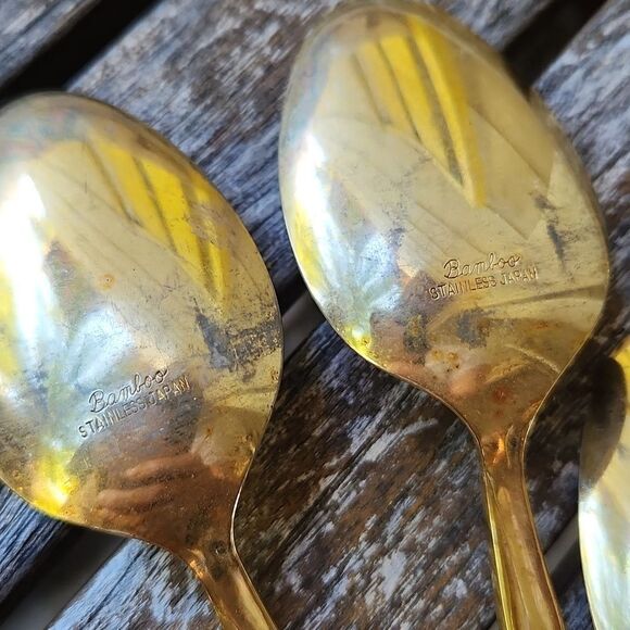 Bamboo Gold Stainless Japan Spoons set of 9 - Picture 8 of 12